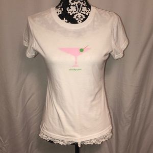 Drinky-Poo~WhiteT-Shirt with Pink Martin glass~Lg
